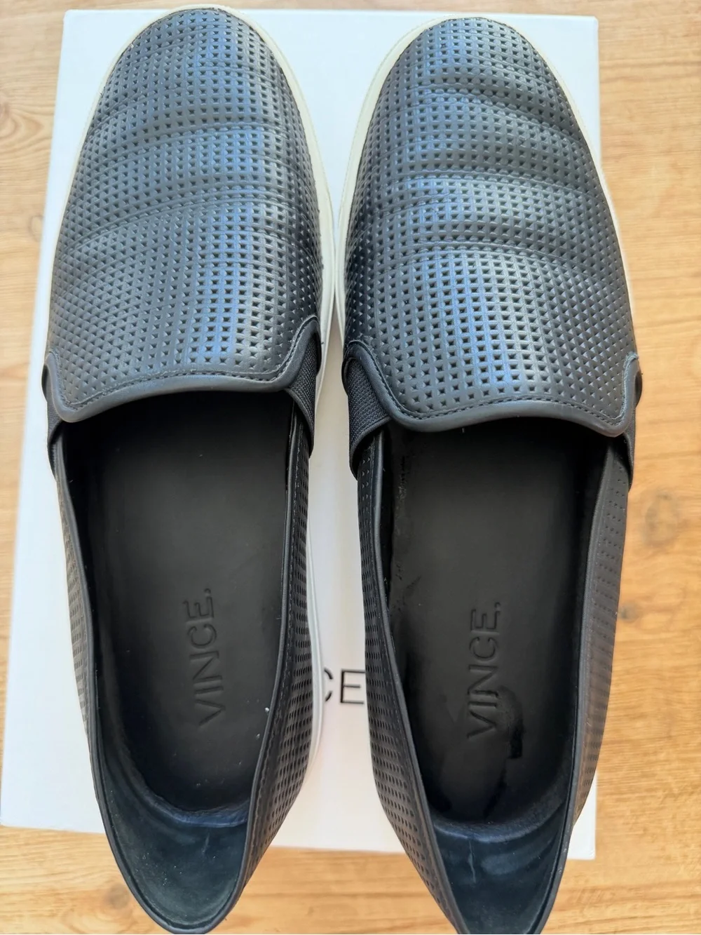 Vince Black Perforated Slip-On Sneakers